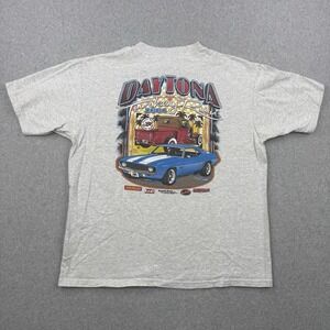 Vintage Daytona Turkey Run T-Shirt Adult XL Gray 2004 Anvil Henley Cotton Tee
